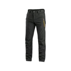 Spodnie CXS AKRON softshell, czarne + HV żółte/pomarańczowe