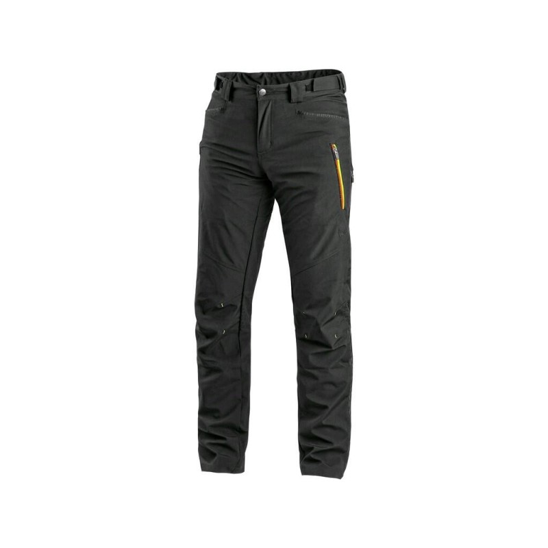 Spodnie CXS AKRON softshell, czarne + HV żółte/pomarańczowe