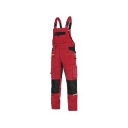 Spodnie ogrodniczki CXS STRETCH, czerwono-czarne