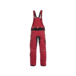Spodnie ogrodniczki CXS STRETCH, czerwono-czarne