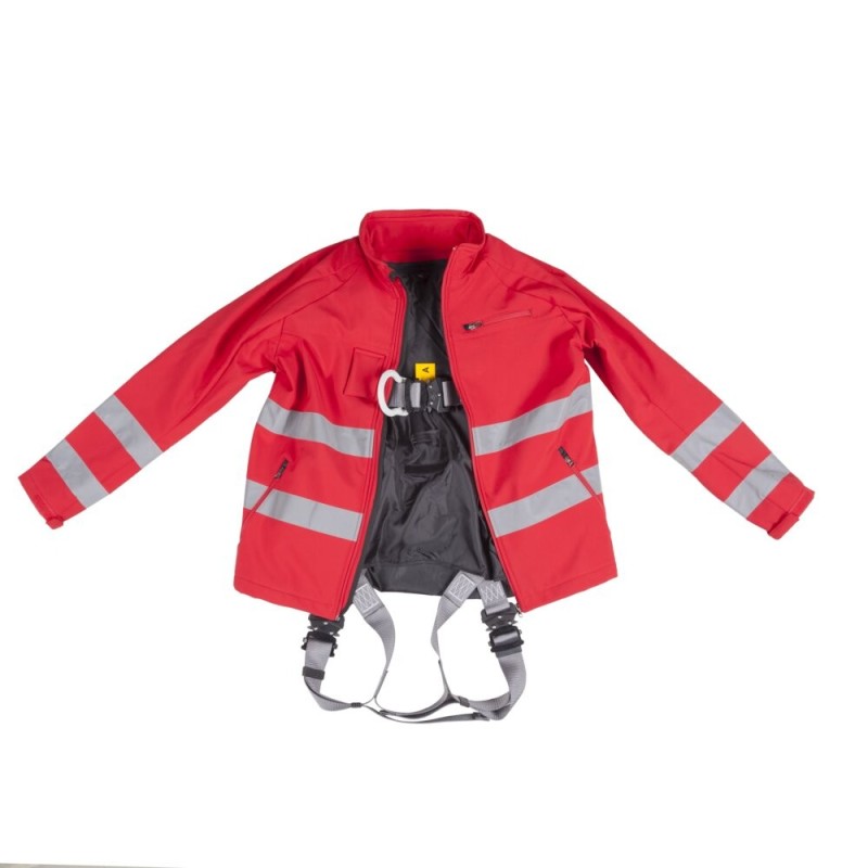 KB 041 - Kurtka SOFTSHELL z szelkami bezpieczeństwa P-11 - kolor czerwony rozmiar L