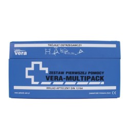 Samochodowy zestaw pierwszej pomocy "VERA MULTIPACK" w pudełku z tworzywa Vera